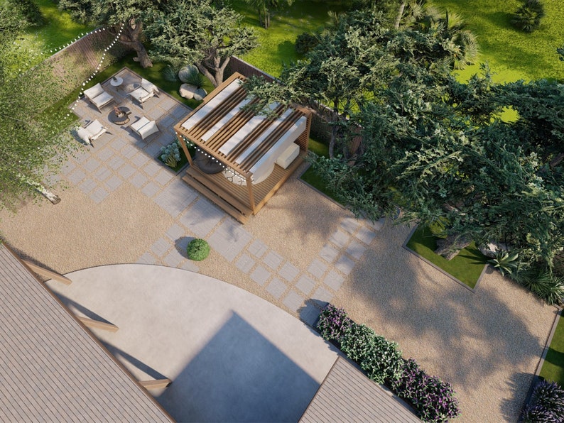 Online Backyard Design Backyard 3D Rendering 3d Rendering Etsy