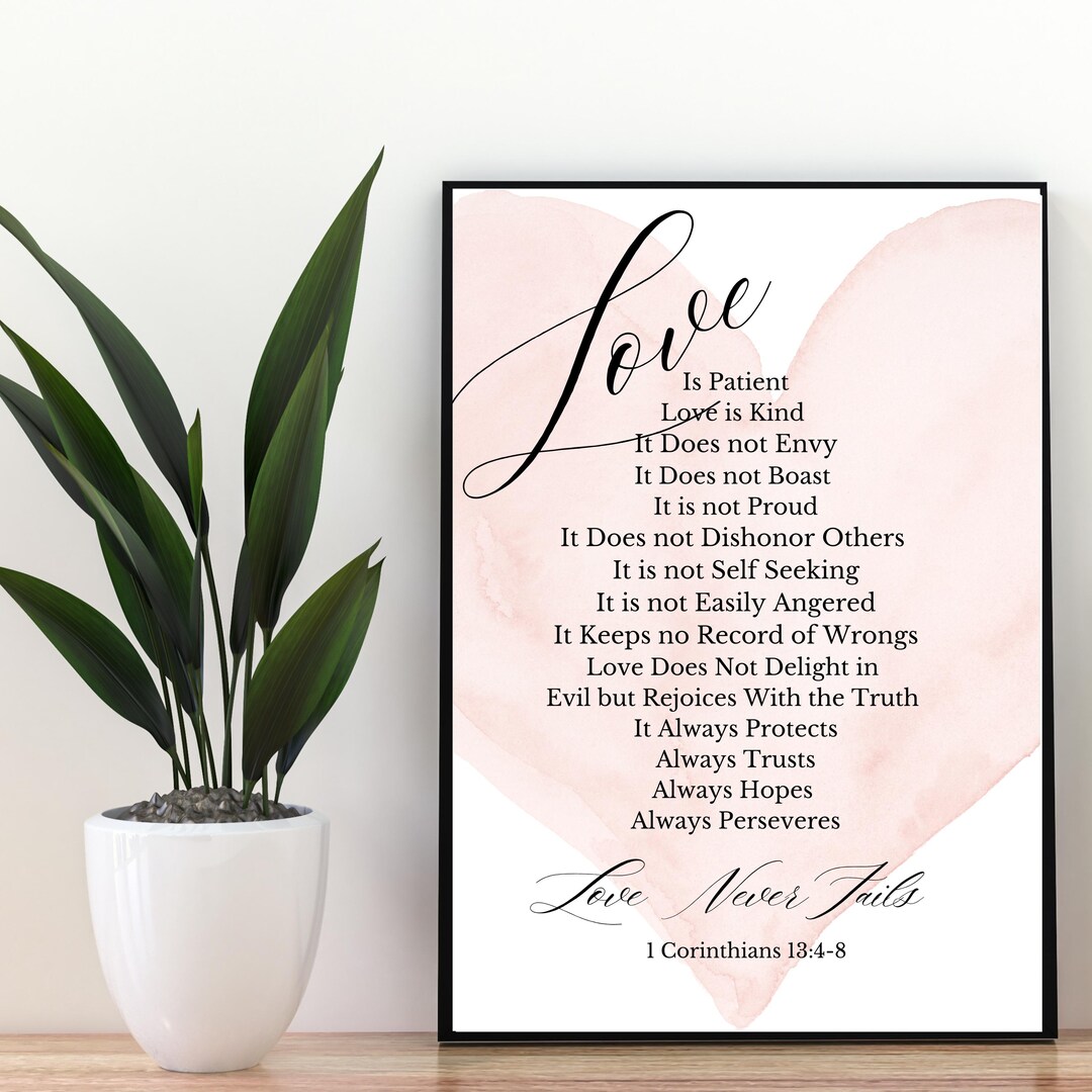 1 Corinthians 13:4-8 Wall Art | Love is Patient, Love is Kind ...