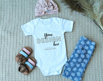 Baby Onesie Mockup, Boho Baby Vest Mockup, Baby Girl Styled Onesie Mockup, Body suit mockup for cricut tshirt making or print on demand