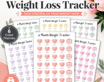 6 Month Weight Tracker Printable | Weekly Weight Loss Tracker | Weekly Weight Loss Chart | A4 Digital Download | 6 Color Options