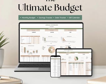 Ultimate Annual Budget Spreadsheet Monthly Personal Budget Paycheck Financial Planner Bill Calendar Net Worth Tracker Google Sheets Template