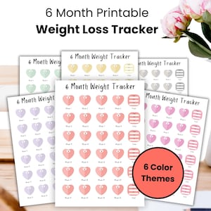 6 Month Weight Tracker Printable | Weekly Weight Loss Tracker | Weekly Weight Loss Chart | A4 Digital Download | 6 Color Options