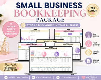 Small Business Easy Bookkeeping Spreadsheet Profit And Loss Excel Google Sheets Sales Tax Tracker Accounting Template Profit Tracker Invoice