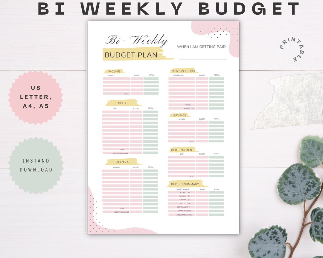 Bi Weekly Budget Planner Printable Template, Sinking Funds Tracker, Bi ...