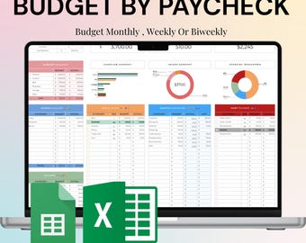 Presupuesto por cheque de pago Hojas de cálculo de Google Hoja de cálculo Excel Presupuesto mensual Cheque de pago Presupuesto Cheque de pago Planificador financiero Rastreador de gastos