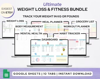 weight loss and fitness tracker google sheet , weight loss tracker , weight loss planner, weight tracker, weight loss journal