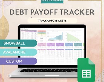 Debt Payoff Tracker, Snowball Avalanche Custom Calculator, Google Sheets Debt Tracker , Debt Payoff Planner