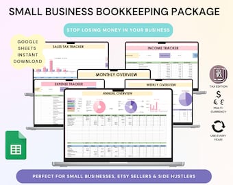 Small Business Easy Bookkeeping Spreadsheet Profit And Loss Excel Google Sheets Sales Tax Tracker Accounting Template Profit Tracker Invoice