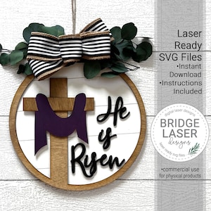 Easter Laser Cut File, He is Risen Door Hanger, Religious Easter Door ...