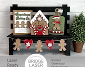Gingerbread Laser Cut File, Christmas Interchangeable Bench Sign, Gingerbread Laser SVG, Holiday Interchangeable SVG, Christmas Laser Files
