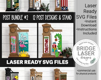 Post BUNDEL 2 lasergesneden bestanden, verwisselbare post laserbestand SVG, post teken verwisselbare verwisselbare vakantie post SVG