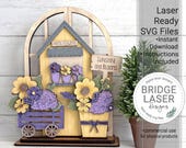 Summer Flower Laser Cut File SVG, Summer Interchangeable Trio Insert, Laser File for Glowforge Xtool and Lightburn, Flowers Farmhouse Decor