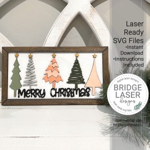Fichier de sapin de Noël découpé au laser, Doodle arbre de Noël découpé au laser Design SVG, fichier laser de sapin de Noël, Glowforge Laser Design SVG
