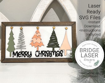 Christmas Tree Laser Cut File, Christmas Doodle Tree Laser Cut Design SVG, Christmas Tree Laser File, Glowforge Laser Design SVG