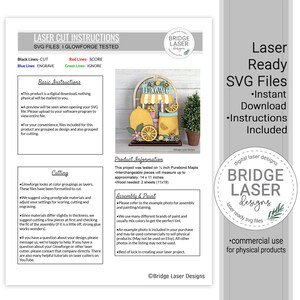 May include: Laser-ready SVG files for a lemonade stand, with instant download and instructions. The design includes a wooden lemonade stand, lemons, and a small potted plant. The project uses 1/2 inch Purebond Maple and measures approximately 14 x 11 inches.