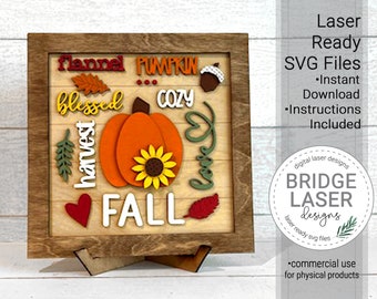 Herbst Laser geschnitten Datei, Herbst Wort Collage, Herbst Kürbis Zeichen & Stand Laserdatei, Herbst Wortkunst, Herbst Shelf Sitter Laser SVG, Herbst Wörter SVG