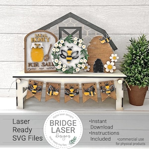 File di taglio laser per panca Summer Bee, cartello intercambiabile per panca Summer Bee, file laser Summer Bee SVG, file laser intercambiabile per le vacanze Summer SVG
