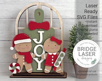 Gingerbread Laser Cut Files, Christmas Gingerbread Trio Shelf Sitter Laser SVG, Gingerbread Laser Cut File, Digital Download
