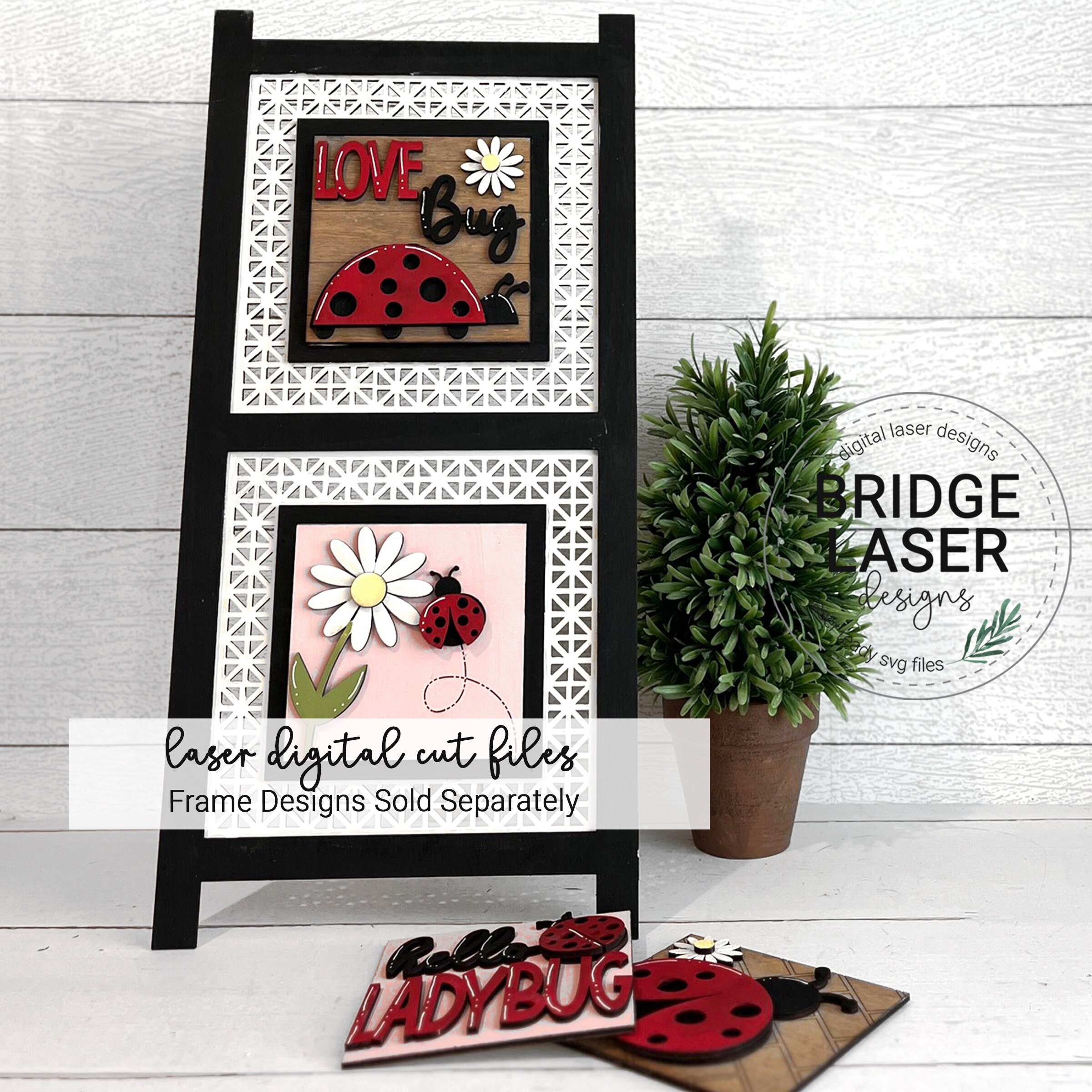 Lady Bug Four Square Laser Cut Files, Lady Bug Interchangeable Sign ...