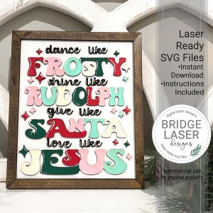 Christmas Sign Laser Cut File, Christmas Dance Like Frosty SVG, Retro Christmas Sign Laser File, Glowforge Laser Design, Christmas Laser SVG