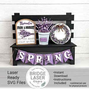 Bauernhaus Lavendel Laser Cut Datei, Frühling Lavendel austauschbare Bank Zeichen, Bauernhaus Laser-Dateien SVG, Frühling Lavendel Willkommensschild SVG