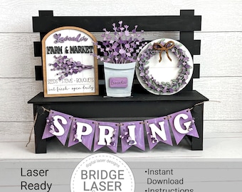 Farmhouse Lavender Laser Cut File, Spring Lavender Interchangeable Bench Sign, Farmhouse Laser Files SVG, Spring Lavender Welcome Sign SVG
