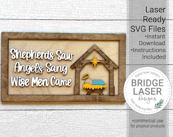 Nativity Laser File, Nativity Sign SVG, Christmas Door Hanger, Manger Scene Laser File, Christmas Nativity SVG, Christmas Laser File SVG
