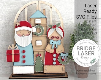 Christmas Laser Cut Files, Christmas Trio Shelf Sitter Laser SVG, Christmas Standing Laser Cut File, Santa & Mrs. Claus Laser Cut File
