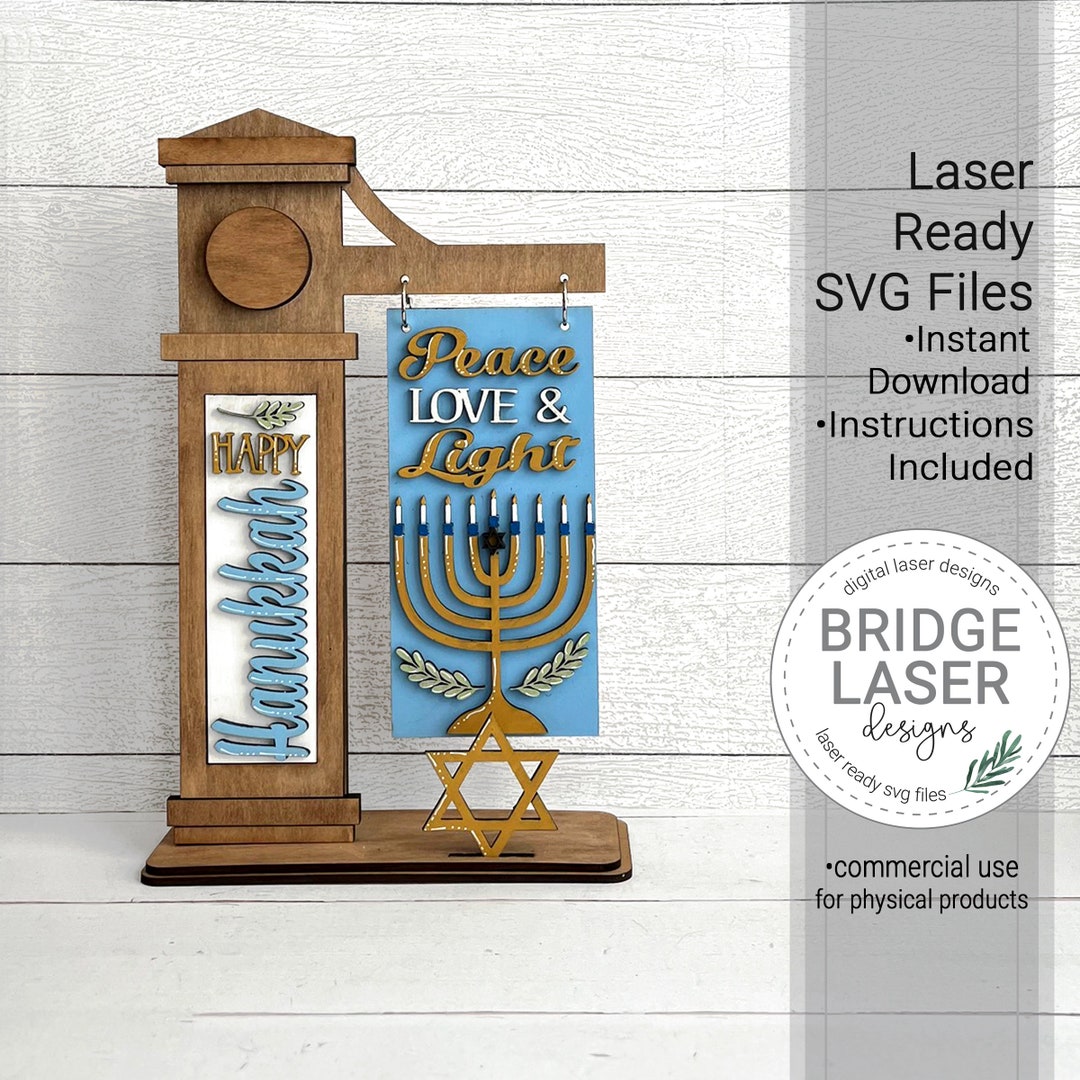 Exchangeable Sign Hanukkah Interchangeable Sign Laser Cut File, Hanukkah Sign SVG ...