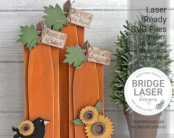 Pumpkin Laser Cut File, Standing Pumpkins Laser File SVG, 3 Stacked Pumpkins Laser File, Pumpkin Shelf Sitter Laser File, Digital Download