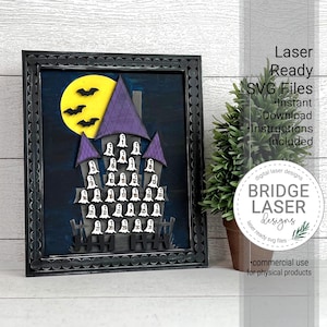 Fichier découpé au Laser Halloween compte à rebours de l'Avent, Halloween compte à rebours SVG, maison hantée jours jusqu'à Halloween, Halloween Laser Design calendrier de l'Avent