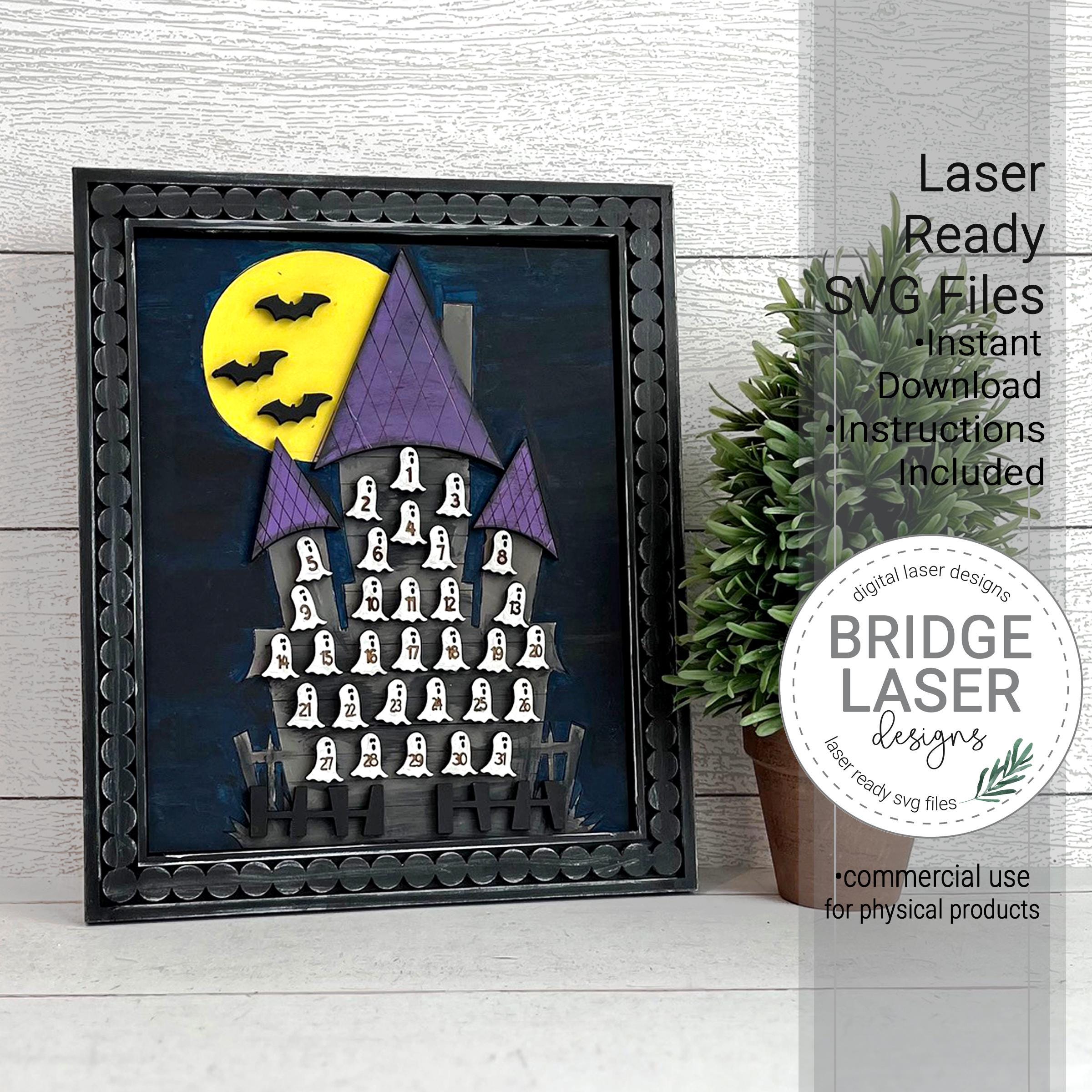 Halloween Advent Countdown Laser Cut File, Halloween Countdown SVG, Haunted House Days Till Halloween,Halloween Laser Design Advent Calendar