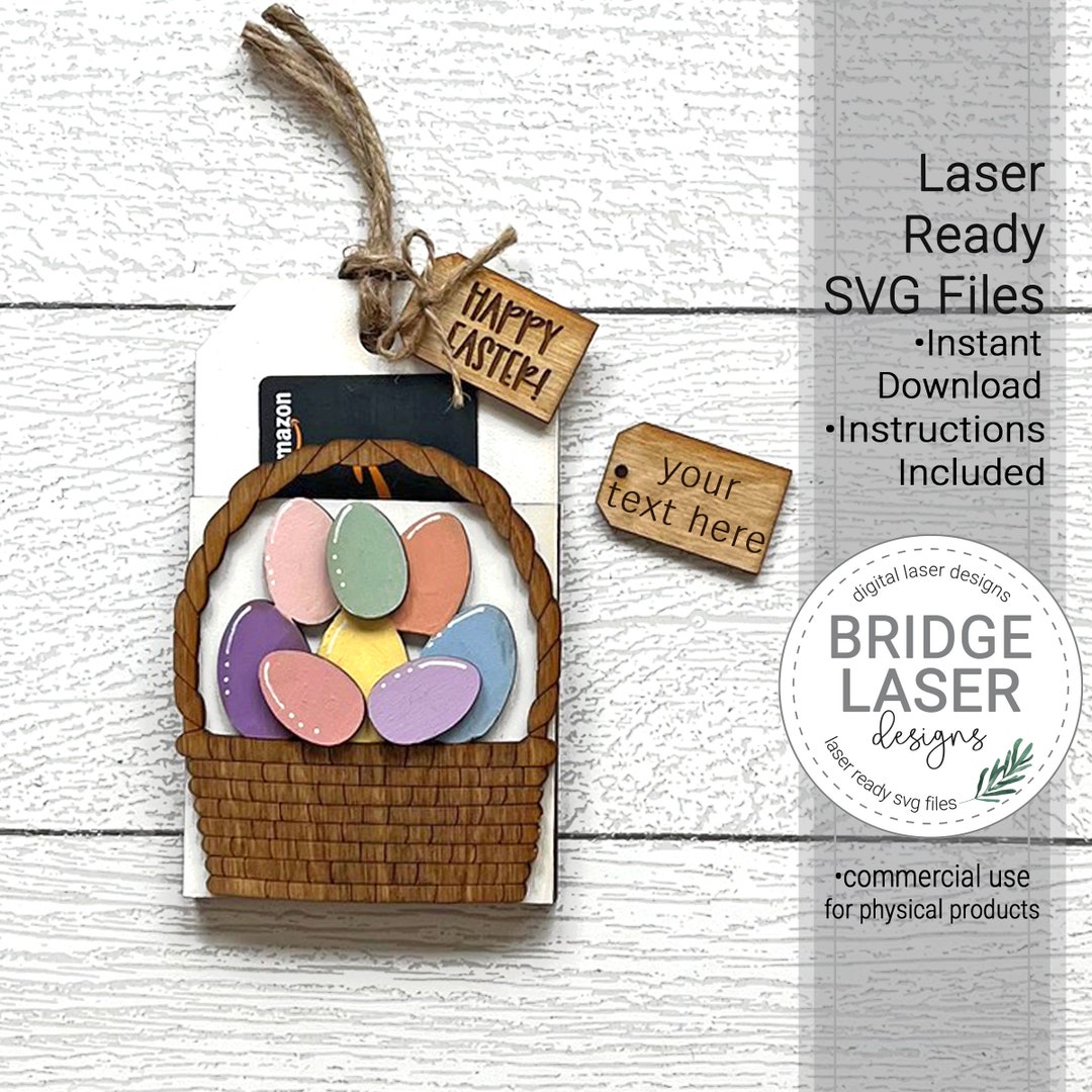 Easter Basket Gift Card Holder Laser File, Gift Card Holder SVG, Easter ...