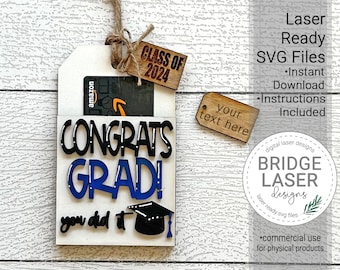 Graduation 2024 Gift Card Holder Laser File, Gift Card Holder SVG, Graduation Tag Laser File, Graduation Gift Card SVG, Personalized Gift