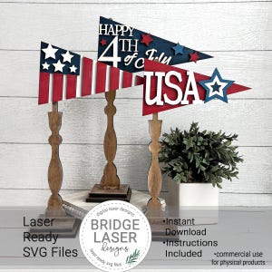 4 juli wimpel lasergesneden bestand, verwisselbare 4 juli wimpel laser SVG, Independence Day laser SVG, 4 juli lasergesneden bestand