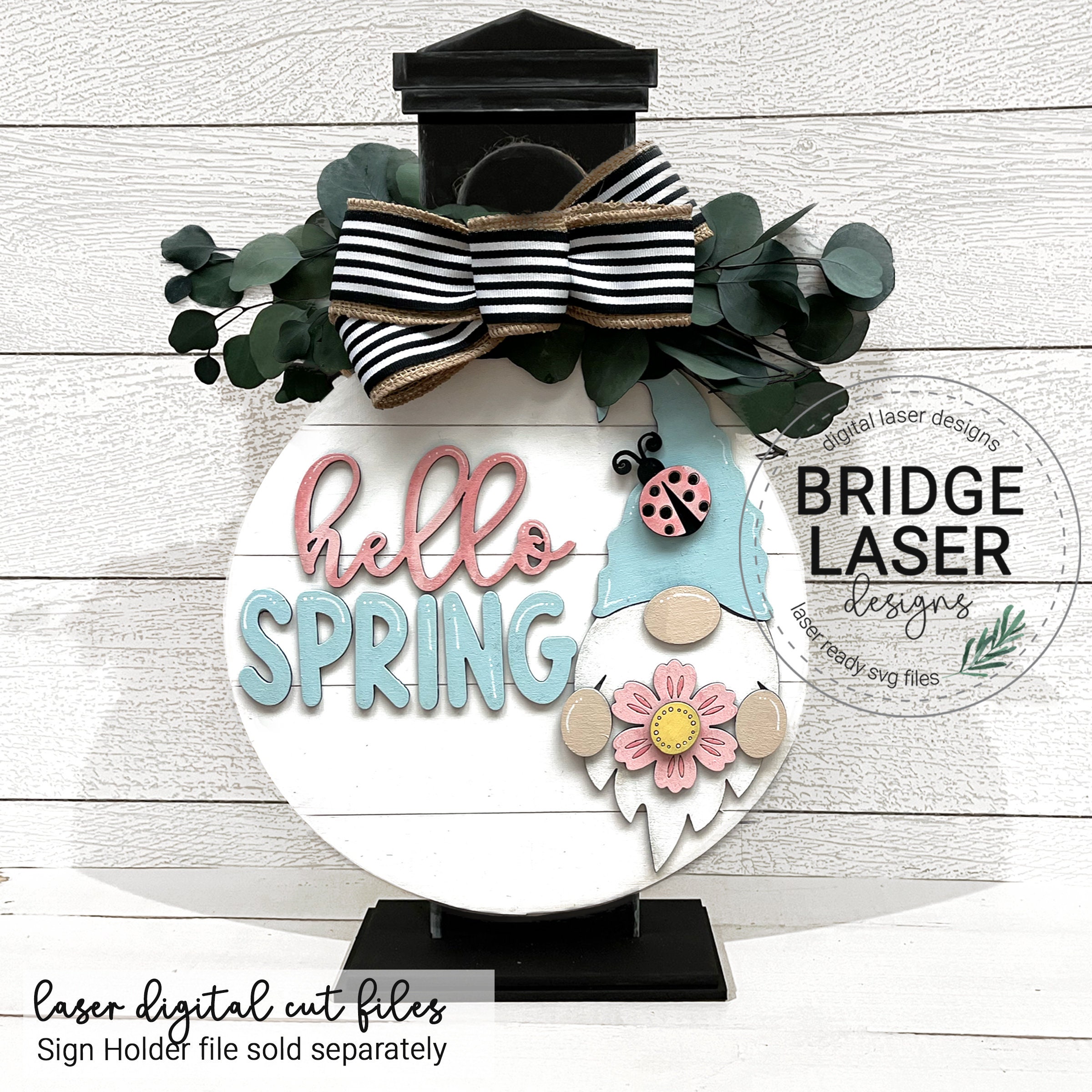 Spring Gnome Door Hanger Laser File, Spring Laser Cut Design SVG ...