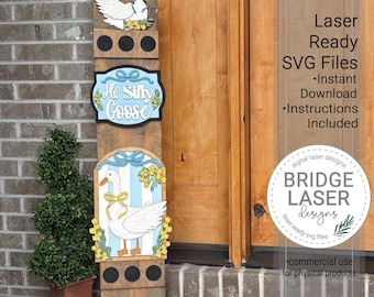 Goose Porch Leaner Sign Laser Cut File, Summer Interchangeable Porch Sign SVG, Silly Goose Porch Leaner Laser File, Goose Laser File