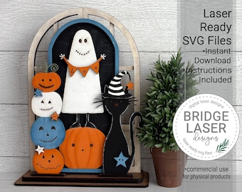 Halloween Laser Cut Files, Halloween Trio Shelf Sitter Laser SVG, Halloween Laser Files, Holiday Interchangeable Laser File