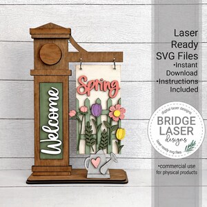 Spring Interchangeable Laser Cut File, Spring Laser File SVG, Spring Welcome Sign Laser File, Fence Laser File, Spring Post Sign Laser SVG
