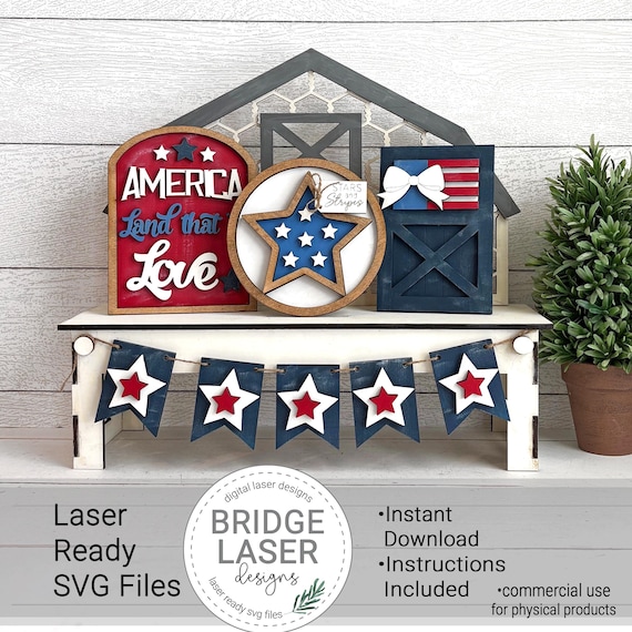 Patriotic Laser Cut File, 4th of July Interchangeable Bench Signs, Patriotic Signs SVG, Holiday Interchangeable SVG, Memorial Day, Labor Day