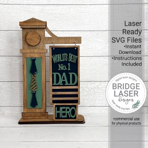 File di taglio laser intercambiabile per la festa del papà, file laser per papà SVG, file laser per cartello di benvenuto per la festa del papà, il miglior papà laser SVG del mondo