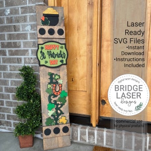 File di taglio laser per portico più snello del giorno di San Patrizio, segno intercambiabile fortunato per portico SVG, segno intercambiabile per taglio laser più snello per portico natalizio