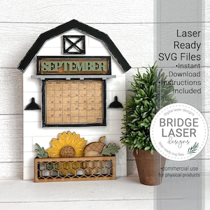 Calendar Laser Cut File, Interchangeable Laser SVG, Fall Laser Cut Files, Holiday Laser Files, Laser Interchangeable Calendar SVG, September