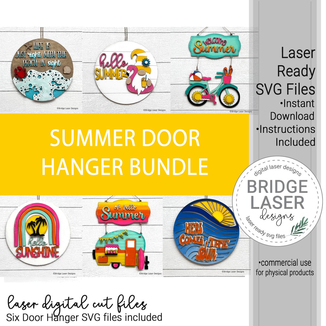 Summer Door Hanger Laser File Bundle, Summer Laser Cut Design SVG ...