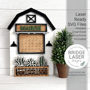Calendar Laser Cut File, Interchangeable Laser SVG, Succulents Laser Files, Holiday Laser Files, Laser Interchangeable Calendar SVG, March
