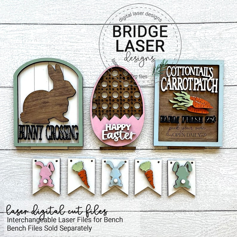 Easter Laser Cut File, Spring Interchangeable Bench Sign, Farmhouse ...