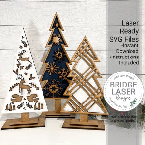 Fichier découpé au laser pour arbre de Noël, arbre de Noël sur pied laser SVG, gardien d'étagère d'arbre de Noël, fichier laser en couches pour arbre de Noël SVG