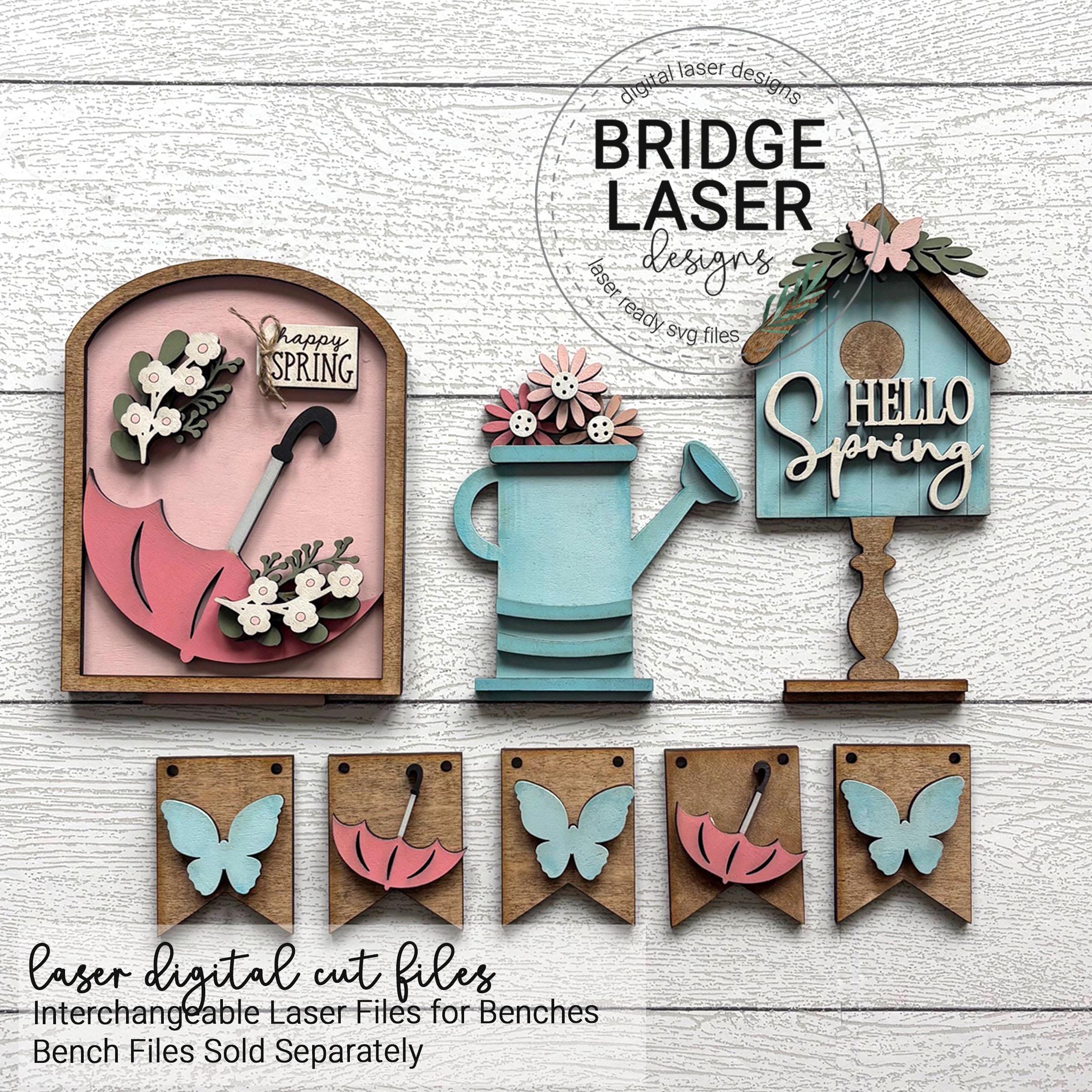 Spring Laser Files Spring Laser Cut File, Spring Interchangeable Bench Sign, Spring Beach ...