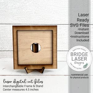 Lasergesneden ontwerp met één frame, verwisselbaar scheve bord SVG, Glowforge framelaserbestanden, scheve framebestand, 4,5" frame en standaard SVG