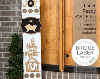 Nativity Porch Leaner Sign Laser Cut File, Christmas Nativity Interchangeable Porch Sign SVG, Holiday Porch Leaner Laser Cut Sign SVG